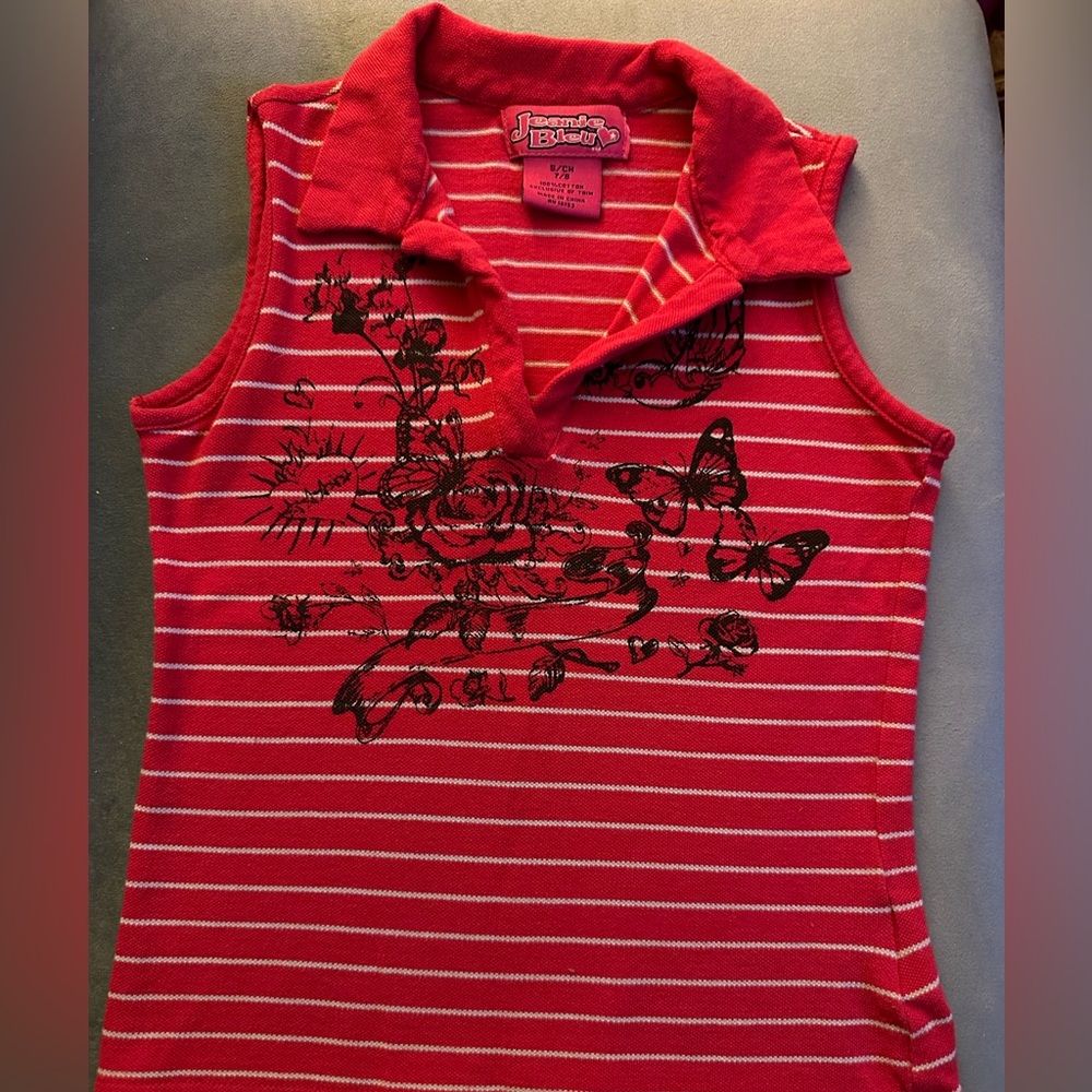 EUC Jeanie Bleu Collared Tank Top 7/8